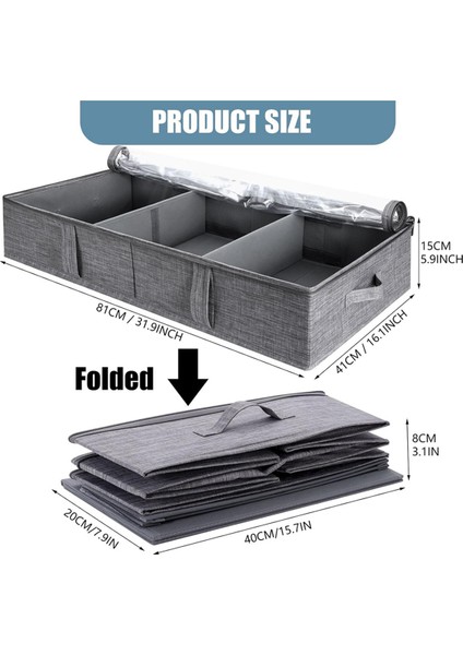 Kapaklı 50L Yatak Altı Saklama Kutusu, Sağlam Yan Duvarlar/taban ve Ayarlanabilir Bölmelere Sahip Katlanabilir Keten Saklama Kutusu Pvc (Yurt Dışından) modelleri