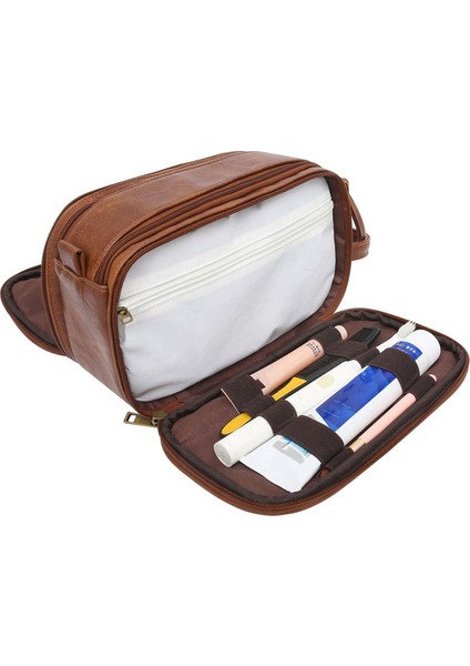 Kadınlar ve Erkekler Için Çok Cepli Tuvalet Çantası Seyahat Makyaj Çantası Su Geçirmez Askılı Çanta Kozmetik Makyaj Düzenleyici Çanta Kahverengi (Yurt Dışından) fiyatları