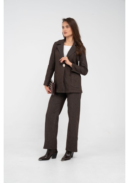 Tek Düğme Detaylı Alt Üst Kadın Takım K8075 modelleri