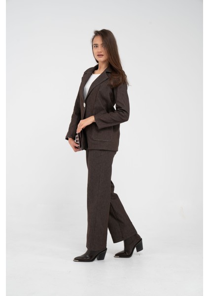 Tek Düğme Detaylı Alt Üst Kadın Takım K8075 fırsatları