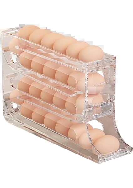 Buzdolabı Için Yumurta Tutucu, Otomatik Yuvarlanan Buzdolabı Yumurta Düzenleyici, 4 Katlı Büyük Kapasiteli Yumurta Dağıtıcı Saklama 30 Yumurta (Yurt Dışından)