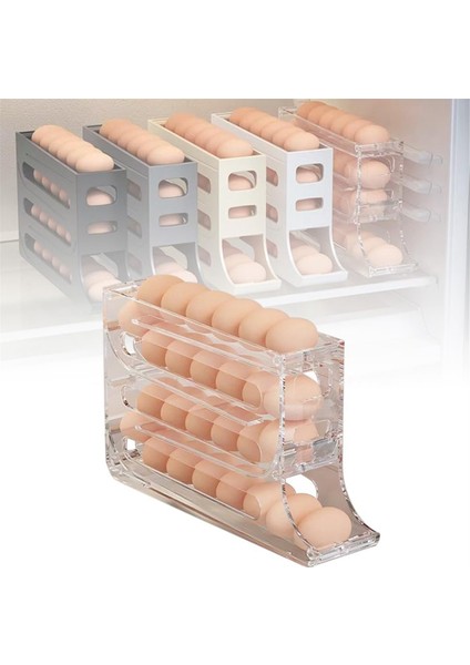 Buzdolabı Için Yumurta Tutucu, Otomatik Yuvarlanan Buzdolabı Yumurta Düzenleyici, 4 Katlı Büyük Kapasiteli Yumurta Dağıtıcı Saklama 30 Yumurta (Yurt Dışından) modelleri