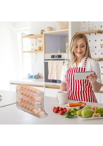 Buzdolabı Için Yumurta Tutucu, Otomatik Yuvarlanan Buzdolabı Yumurta Düzenleyici, 4 Katlı Büyük Kapasiteli Yumurta Dağıtıcı Saklama 30 Yumurta (Yurt Dışından) fırsatları