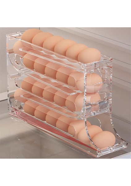 Buzdolabı Için Yumurta Tutucu, Otomatik Yuvarlanan Buzdolabı Yumurta Düzenleyici, 4 Katlı Büyük Kapasiteli Yumurta Dağıtıcı Saklama 30 Yumurta (Yurt Dışından) indirimleri
