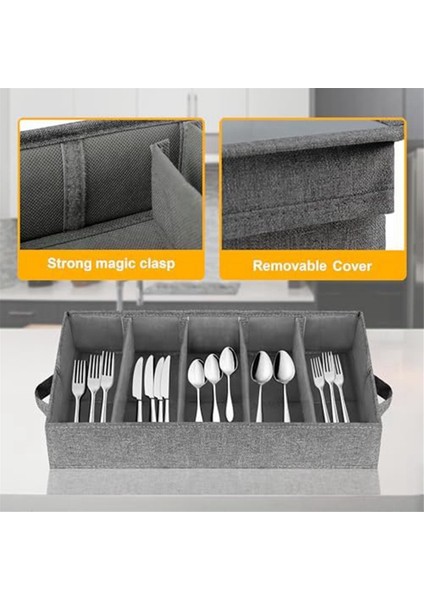 Çatal Bıçak Takımı ve Gereç Saklama - Ayarlanabilir Bölmeli Dayanıklı Çatal Bıçak Takımı Saklama Kutusu, 5 Bölmeli Çatal Bıçak Takımı Saklama Kutusu (Yurt Dışından) fırsatları