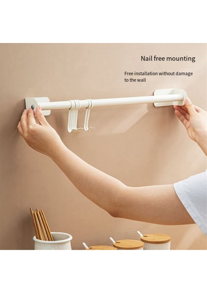 Kancalı Askı Çubuğu Rafı, Delmesiz Çok Işlevli Spatula Depolama Duvara Monte Banyo Depolama Rafı, S-Beyaz (Yurt Dışından) fiyatları