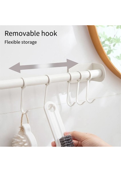 Kancalı Askı Çubuğu Rafı, Delmesiz Çok Işlevli Spatula Depolama Duvara Monte Banyo Depolama Rafı, S-Beyaz (Yurt Dışından) fırsatları