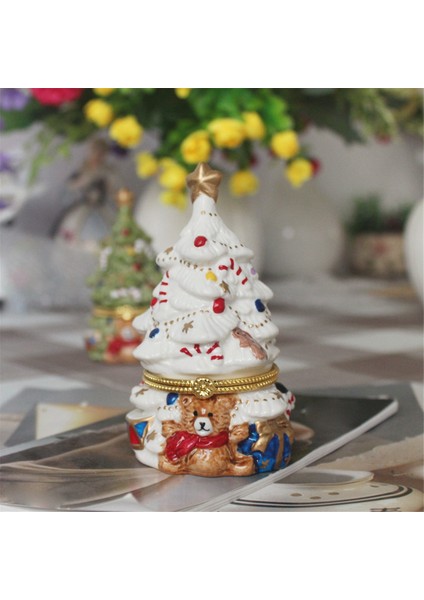 Beyaz Biblo Kutusu Süsleri Noel Ağacı Mücevher Kutusu Yüzük Tutucu Düzenleyici Ekran Mücevher Tutucu Noel Takıları Küpeler Için (Yurt Dışından) fırsatları