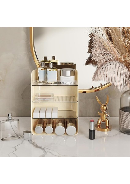 Çok Katmanlı Makyaj Düzenleyici Büyük Kapasiteli Çıkarılabilir Bölme Sabit Tezgah Üstü Kozmetik Düzenleyici Raf Oda Için (Yurt Dışından) indirimleri