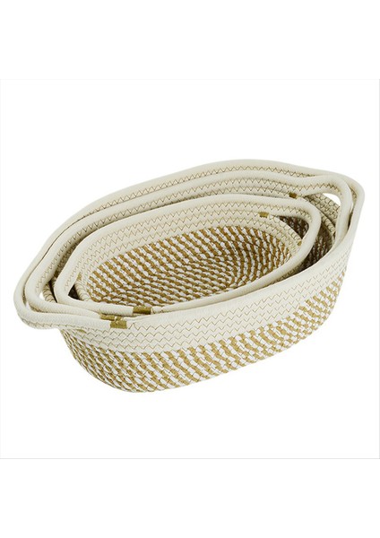 Halat Saklama Sepetleri 3'lü Düzenleyici Dokuma Sepet Seti - Giysiler, Yatak Takımları Için Taşınabilir Pamuklu Kutular (Yurt Dışından)