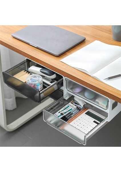 Masa Altı Saklama Çekmecesi Kayar, Gizli Kendinden Yapışkanlı Düzenleyici, 2 Katmanlı Siyah Takılabilir Çekmece Düzenleyici (Yurt Dışından) indirimleri