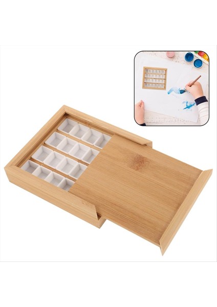 Ahşap Suluboya Palet Kutusu, Yarım Izgara, Boş Çekmeli Tip Yağlı Boya Paletleri, Taşınabilir Seyahat Boya Tepsisi (Yurt Dışından) fiyatları