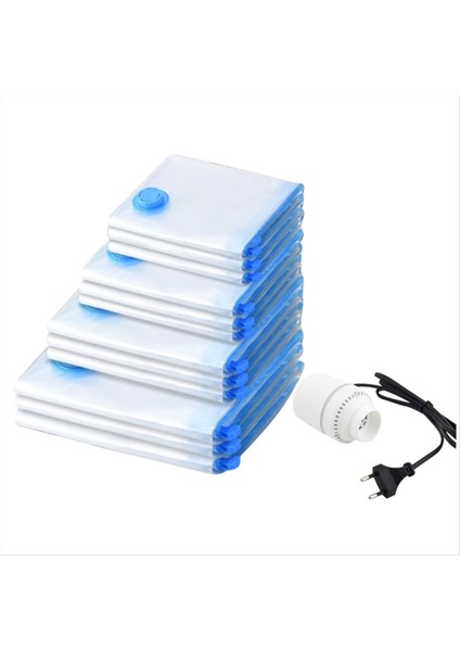 12 Adet Elektrikli Pompalı Seyahat Vakumlu Saklama Poşetleri Bagaj Için Vakumlu Sızdırmazlık Poşetleri Giysiler Için Yerden Tasarruf Sağlayan Çantalar Ab Fişi (Yurt Dışından)