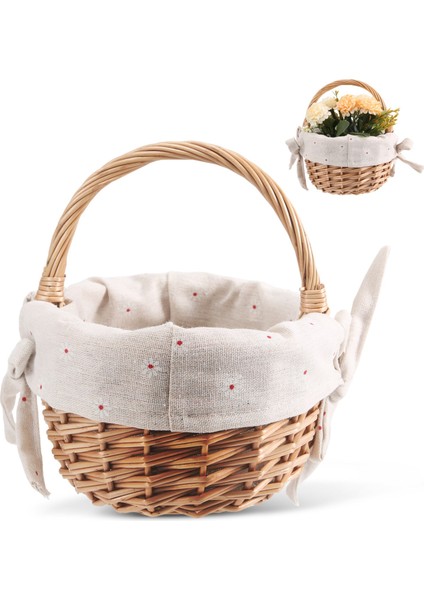 El Dokuma Hasır Sepet Simülasyonu Çiçek Sepeti Tek Saplı Küçük Çiçek Sepeti El Yapımı Hediye Sepeti (Yurt Dışından)