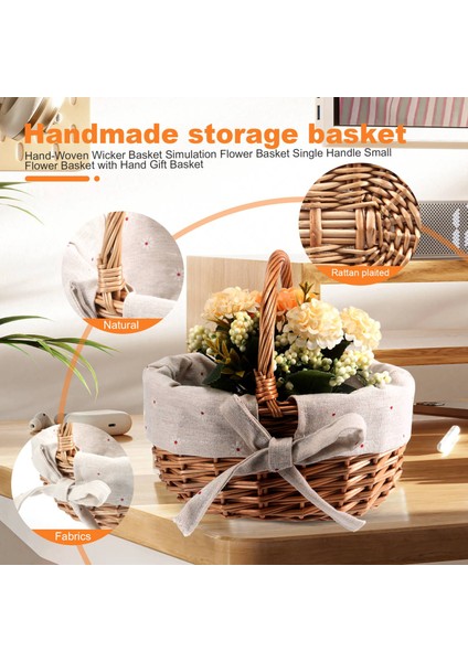 El Dokuma Hasır Sepet Simülasyonu Çiçek Sepeti Tek Saplı Küçük Çiçek Sepeti El Yapımı Hediye Sepeti (Yurt Dışından) fırsatları