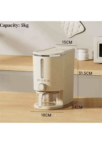 Mühürlü Pirinç Kovası Mutfak Pirinç Saklama Kutusu Nem Geçirmez Böcek Geçirmez Kapaklı Pirinç Kovası Bardaklı 5 kg (Yurt Dışından) fiyatları