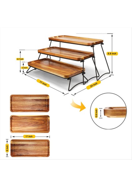 Partiler Için 3 Katlı Cupcake Standı ve Kuleleri Servis Tepsisi, Ahşap Tatlı Masası Sergileme Seti, Dekoratif Katlı Tepsi Dekoru (Yurt Dışından) modelleri