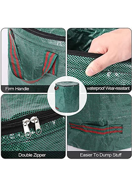 Kapaklı Bahçe Yaprağı Torbası Bahçe Yaprağı Çöp Toplama Torbası Yeniden Kullanılabilir Atık Torbaları Su Geçirmez ve Yırtılmaya Dayanıklı, B (Yurt Dışından) fırsatları