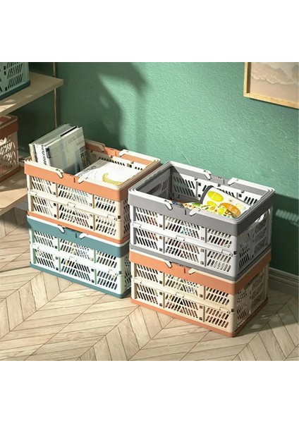 Açık Katlanır Piknik Sepeti Taşınabilir Kamp Saklama Kabı Plastik Çerçeve Büyük Kapasiteli Süpermarket Alışveriş Sepeti (Yurt Dışından)