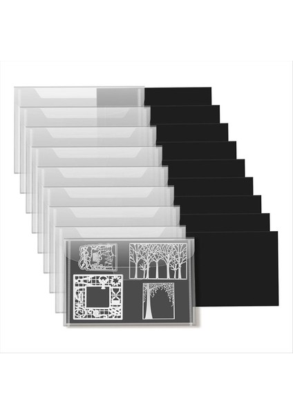 10 Adet Damga ve Kalıp Kesim Saklama Çantası, 10 Kauçuk Manyetik Levha, Kesme Kalıpları Şablonu Için Yeniden Kapatılabilir Kesim (Yurt Dışından)