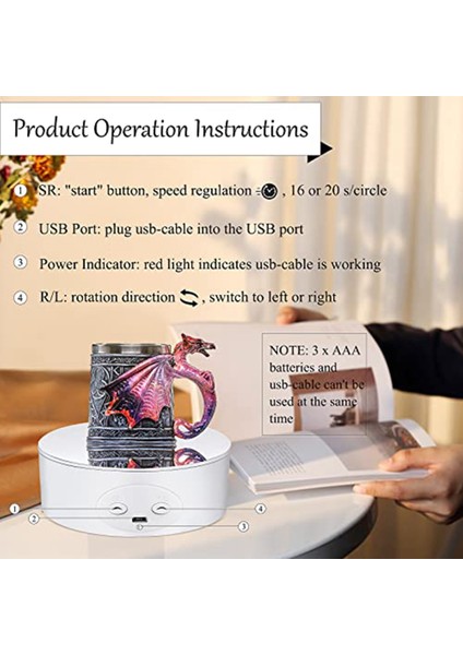 Bardaklar Için Döndürülebilir Stand, Fotoğraf Sergileme Için 360 Derece Otomatik Sessiz Döner Tabla (Yurt Dışından) indirimleri