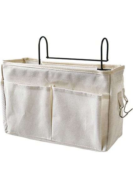 Yatak Başı Askılı Cep Saklama Çantası Yatak Başı Saklama Kutusu Düzenleyici Tutucu Başlıklar, Ranza Yataklar ve Yurt Odaları Için, Beyaz (Yurt Dışından)