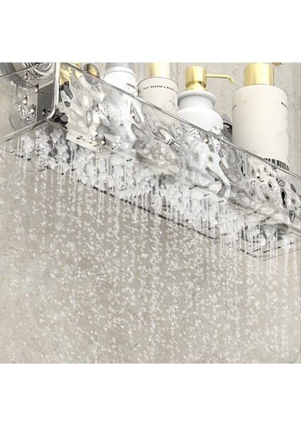 Matkapsız, Hafif Lüks Stil Buzul Desenli Vantuzlu Raf, Şeffaf Fan Tarzı Banyo Duş Düzenleyici (Yurt Dışından) fırsatları