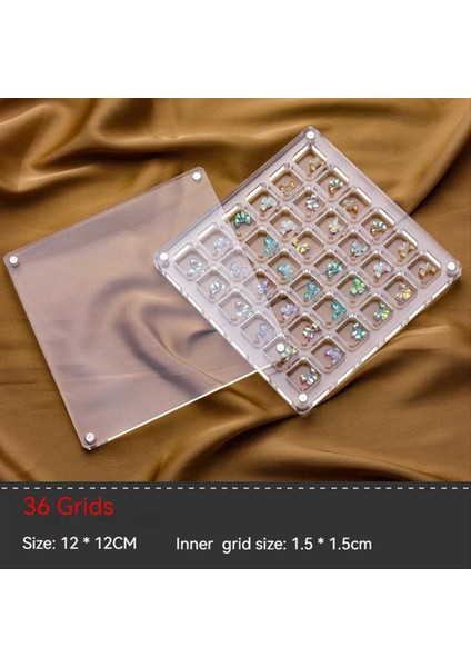 36/64 Izgara Akrilik Tırnak Sanatı Yapay Elmas Saklama Kutusu Izgara Tırnak Takıları Mücevher Dekorasyon Kutusu (Kare) (Yurt Dışından) fiyatları