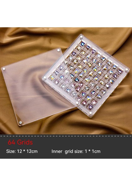 36/64 Izgara Akrilik Tırnak Sanatı Yapay Elmas Saklama Kutusu Izgara Tırnak Takıları Mücevher Dekorasyon Kutusu (Kare) (Yurt Dışından) modelleri