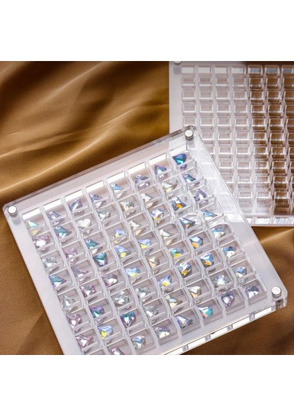 36/64 Izgara Akrilik Tırnak Sanatı Yapay Elmas Saklama Kutusu Izgara Tırnak Takıları Mücevher Dekorasyon Kutusu (Kare) (Yurt Dışından) fırsatları