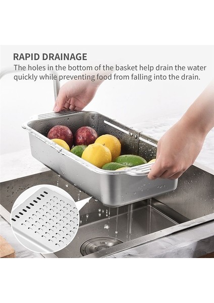 Çok Işlevli Mutfak Lavabosu Süzgeç Rafı Geri Çekilebilir Paslanmaz Çelik Süzgeç Sepeti Lavabo Üstü Bulaşık Kurutma Rafı (Yurt Dışından) fırsatları
