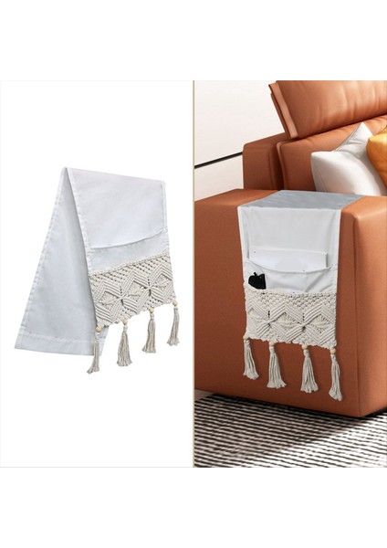 Makrome Kanepe Kol Dayama Düzenleyici Uzaktan Kumanda Tutucu Kanepe Yatak Başucu Koltuk Saklama Sepeti Dergi, Kitap Çantası (B) (Yurt Dışından) fırsatları