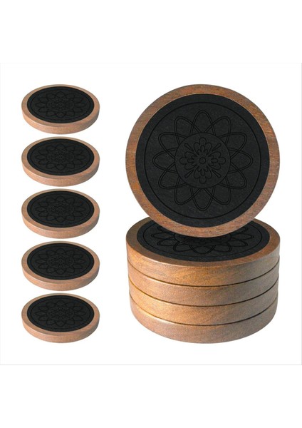 Içecekler Için Ahşap Bardak Altlıkları, 5'li Emici Bardak Altlığı Setleri, Kahve Masa Üstü Koruması Için Içecek Bardak Altlıkları, Kaymaz Siyah (Yurt Dışından)