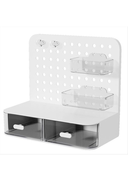 Kanca Çekmece Tipi Delikli Tahta Küçük Kart Standı Ekran Masaüstü Idol Saklama Kutusu Masa Kırtasiye Organizasyon Depolama, A (Yurt Dışından)