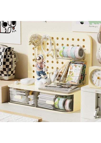 Kanca Çekmece Tipi Delikli Tahta Küçük Kart Standı Ekran Masaüstü Idol Saklama Kutusu Masa Kırtasiye Organizasyon Depolama, A (Yurt Dışından) fiyatları