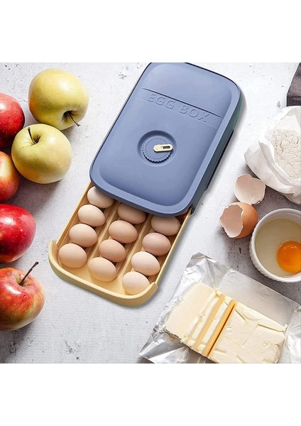 Çekmece Tipi Buzdolabı Yumurta Saklama Kutusu, Tarih Hatırlatıcılı, Mutfak Saklama Aracı Için Istife Edilebilir Plastik Yumurta Tepsisi (Mavi) (Yurt Dışından) fırsatları