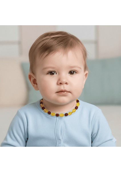 Soft Sarı Koyu Kırmızı Renk Doğal Form Damla Kehribar Taşlı Bebek Diş Kolyesi modelleri