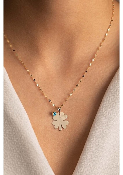 Altın Italyan Zincir Yonca Kolye