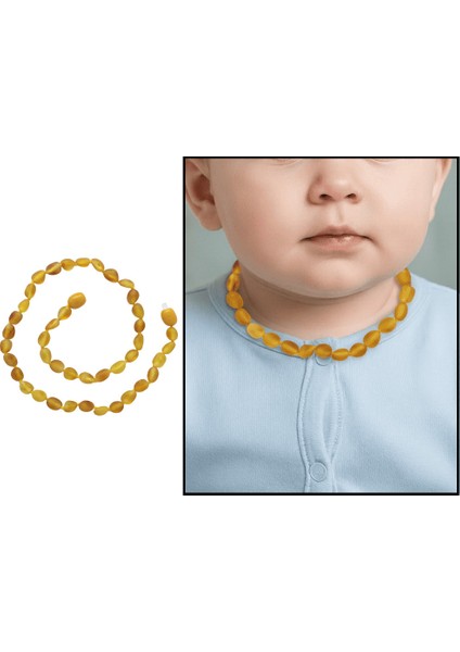 Mat Turuncu Renk Doğal Form Damla Kehribar Taşlı Bebek Diş Kolyesi fiyatları