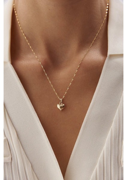Altın Singapur Zincir Kalp Kolye