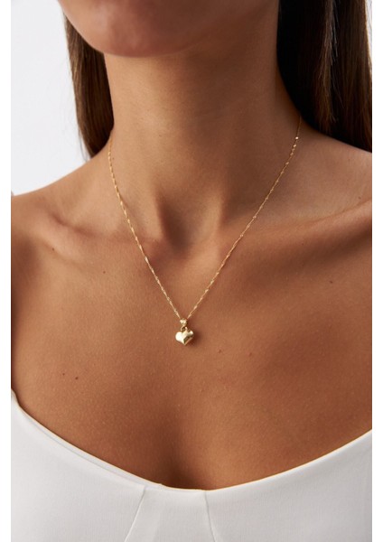 Altın Singapur Zincir Kalp Kolye