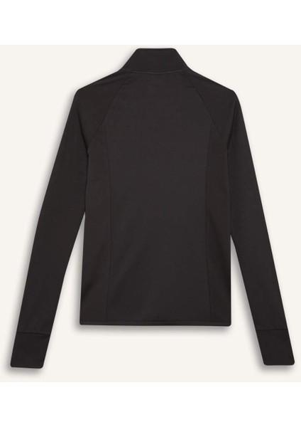 Fitted Dik Yaka Çift Cepli Fermuarlı Sporcu Hırka