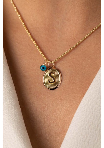 Altın Nazar Boncuklu Harf Kolye
