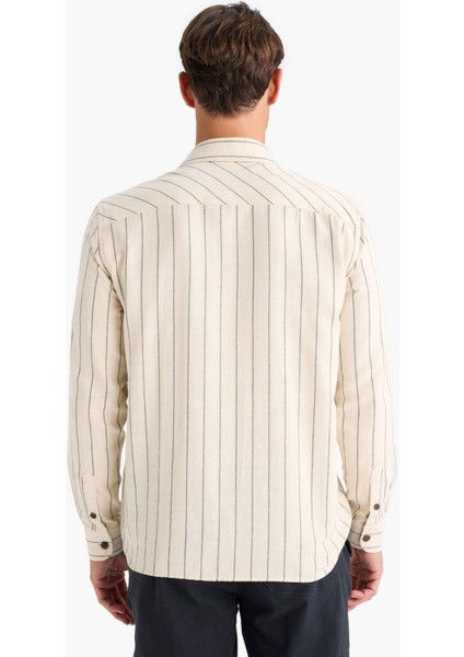 Regular Fit Çizgili Pamuklu Uzun Kollu Gömlek D6146AX25SP