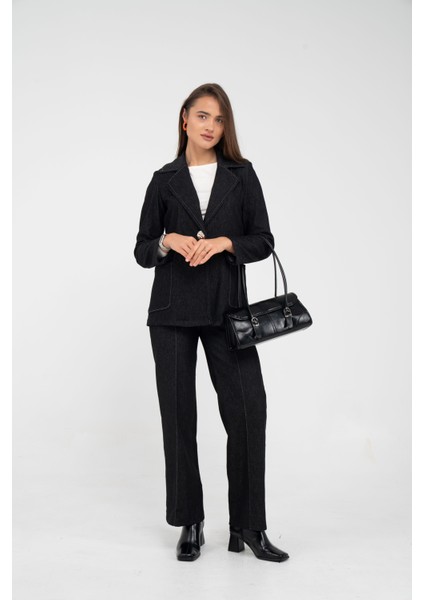 Tek Düğme Detaylı Alt Üst Kadın Takım K8075