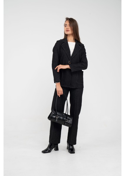 Tek Düğme Detaylı Alt Üst Kadın Takım K8075 fırsatları