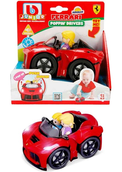 Sesli ve Işıklı Ferrari Zıplayan Figürlü Araba - Kırmızı