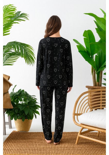Mevsimlik Uzun Kollu Süet Kadın Pijama Takımı- Bisiklet Yaka Kadın Pijama modelleri