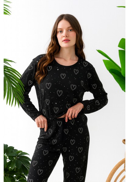 Mevsimlik Uzun Kollu Süet Kadın Pijama Takımı- Bisiklet Yaka Kadın Pijama fırsatları