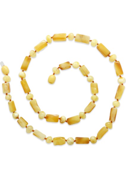 Doğal Form Bal Beyaz Renkli Hakiki Damla Kehribar Kadın Kolye